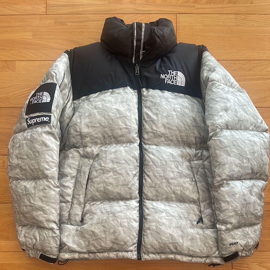 Supreme x The North Face Nuptse Jacket "White Paper Print"