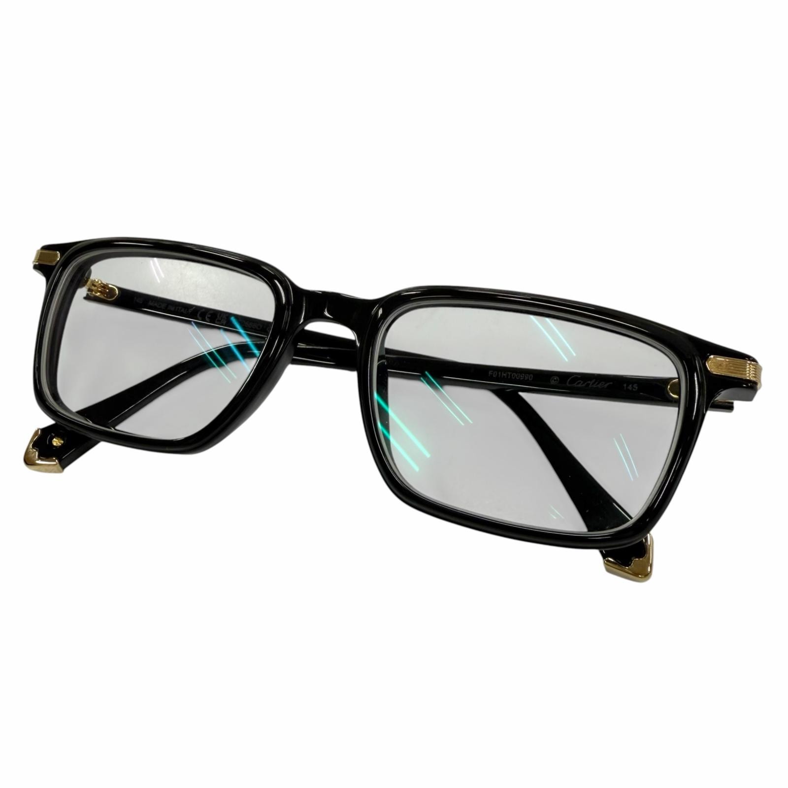 美品 カルティエ メガネ ブラック メンズ 53□19 145
