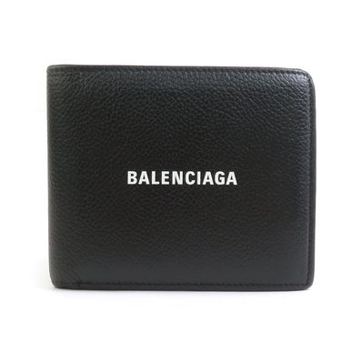 バレンシアガ BALENCIAGA 二つ折り財布 レザー ブラック メンズ【中古】 r10772a