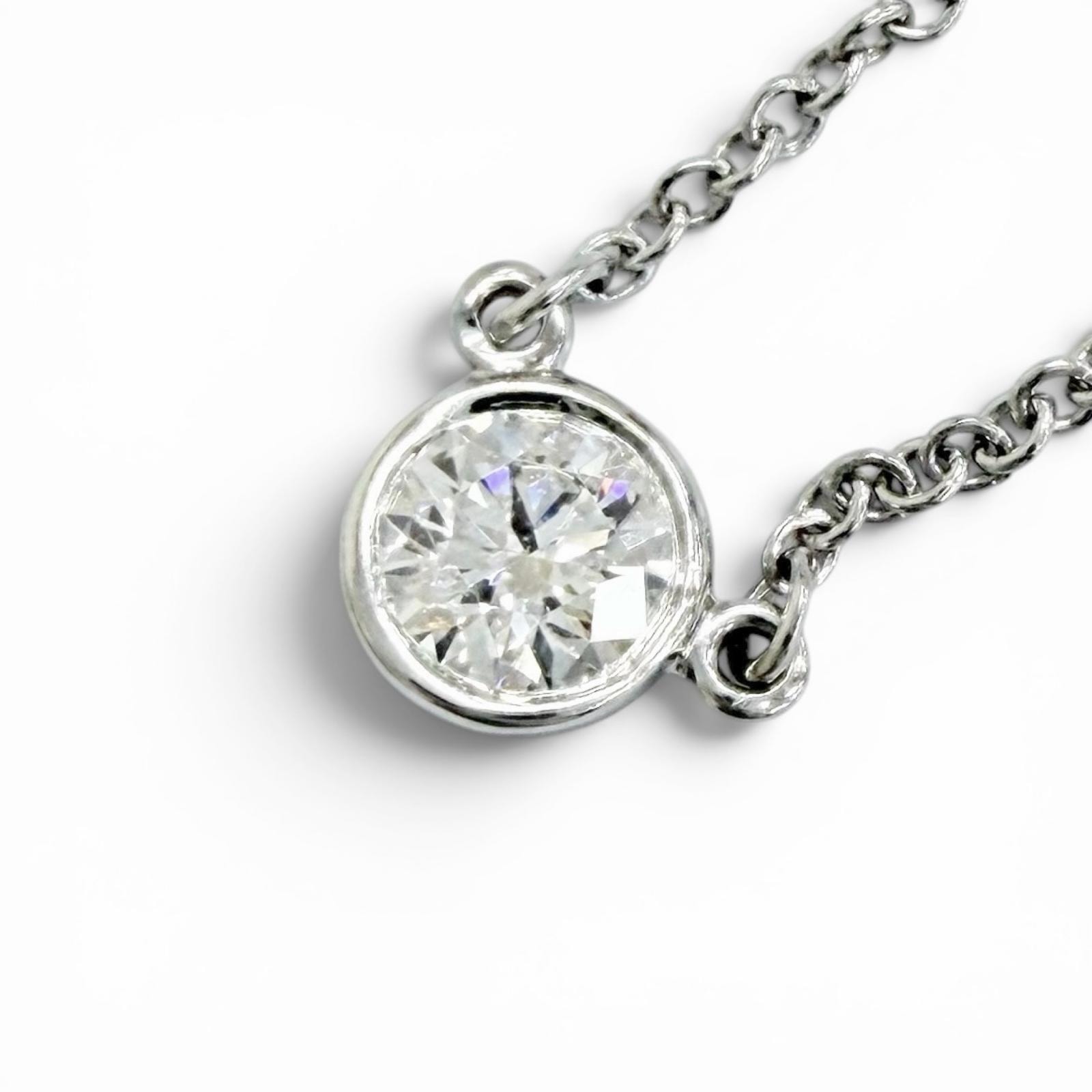 美品 ティファニー ネックレス バイザヤード PT950 1Pダイヤ 0.18ct
