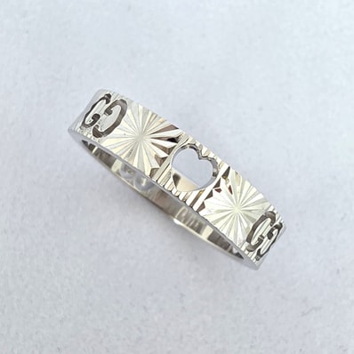 GUCCI グッチ アイコンハート インターロッキングG K18 750WG #10 9.5号 リング・指輪 K18ホワイトゴールド シルバー レディース【中古】