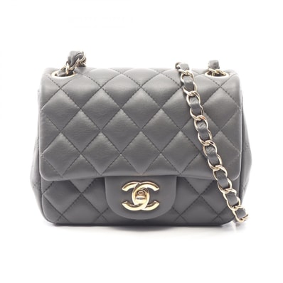 シャネル CHANEL ミニマトラッセ ショルダーバッグ バッグ ラムスキン(羊革) レディース グレー系 A35200 【中古】