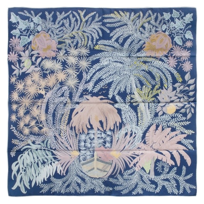 HERMES エルメス スカーフ カレ90 Double Face Le Jardin des Peintres カレ ダブルフェイス 90 画家たちの庭 903908S 05 2023SS シルク ブルー マルチカラー【中古】