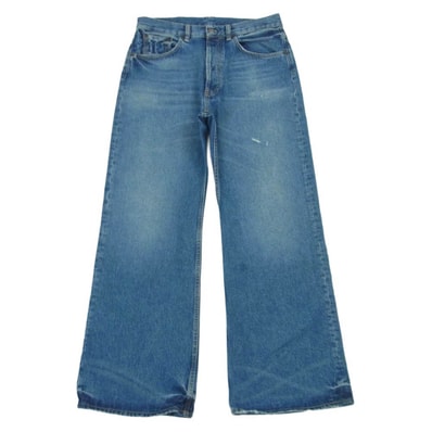 ACNE STUDIOS アクネストゥディオズ B00325 2021M ダメージ加工 ワイドレッグ デニム パンツ インディゴブルー系 30【中古】