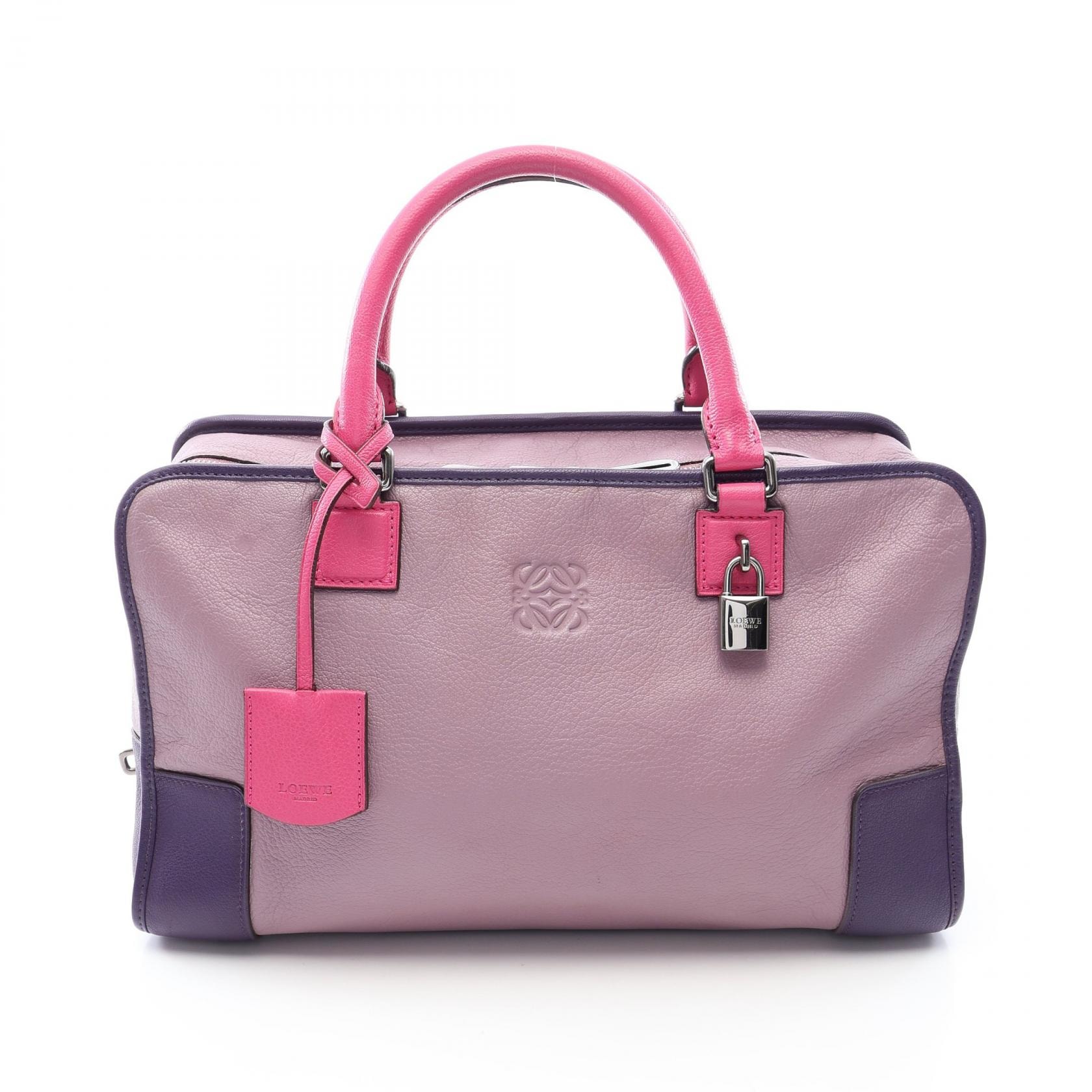 ロエベ LOEWE アマソナ36 ハンドバッグ バッグ レザー レディース パープル系 / ピンク系 【中古】