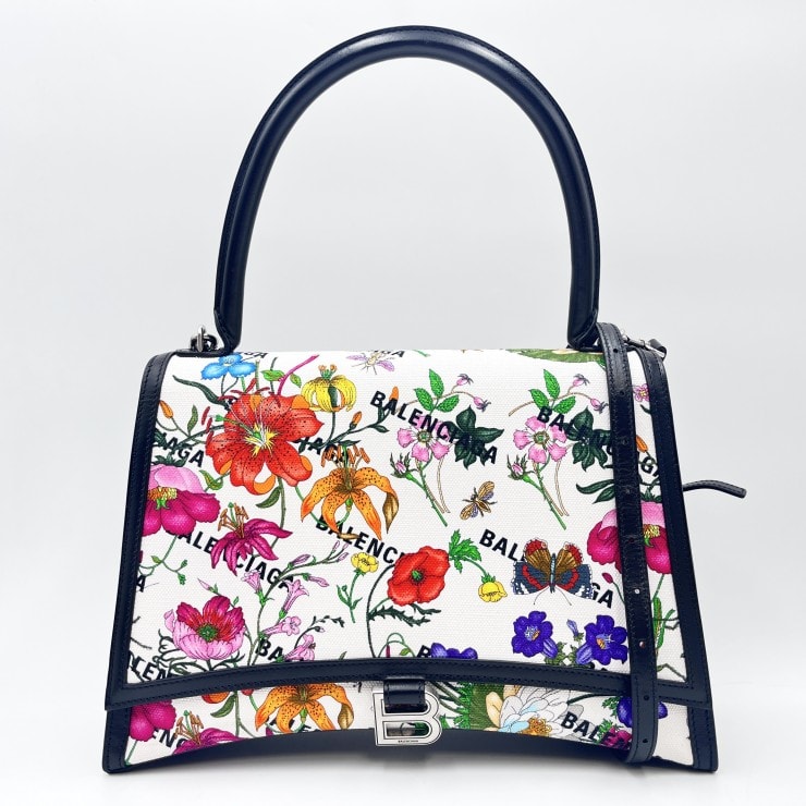 BALENCIAGA(バレンシアガ)×GUCCI(グッチ)ザ ハッカー プロジェクト アワーグラス ハンドバッグ ショルダーバッグ フローラプリント キャンバス レザー 2WAY マルチカラー レディース 【中古】