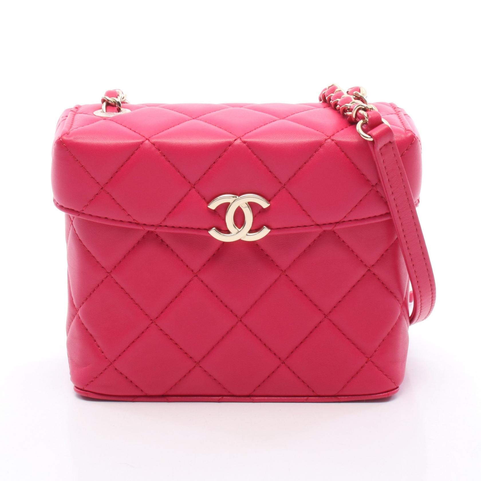 シャネル CHANEL マトラッセ スモールボックス ショルダーバッグ バッグ ラムスキン(羊革) レディース ピンク系 AS2877 【中古】