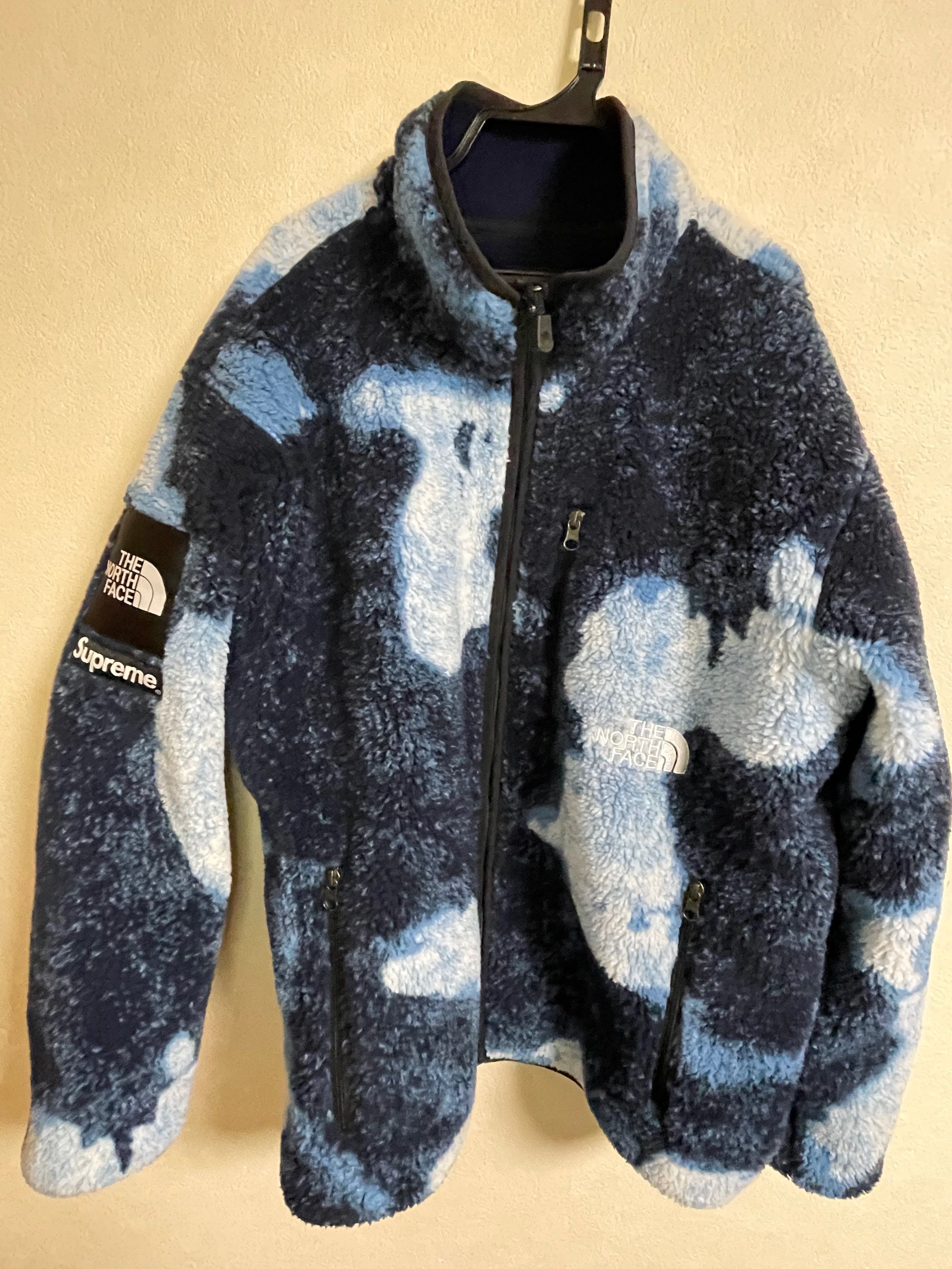 Supreme x The North Face Bleached Denim Print Fleece Jacket "Indigo"