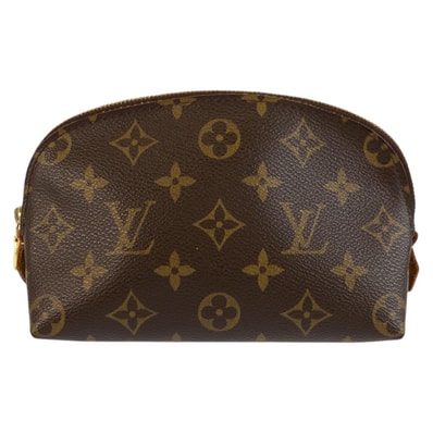美品 LOUIS VUITTON ルイヴィトン モノグラム ポシェット コスメティック PM ブラウン ゴールド金具 PVC ポーチ 化粧ポーチ 603384 【中古】