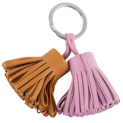 HERMES エルメス カルメンウノドス バッグチャーム キーリング メタル アニョーミロ ピンク ブラウン【中古】