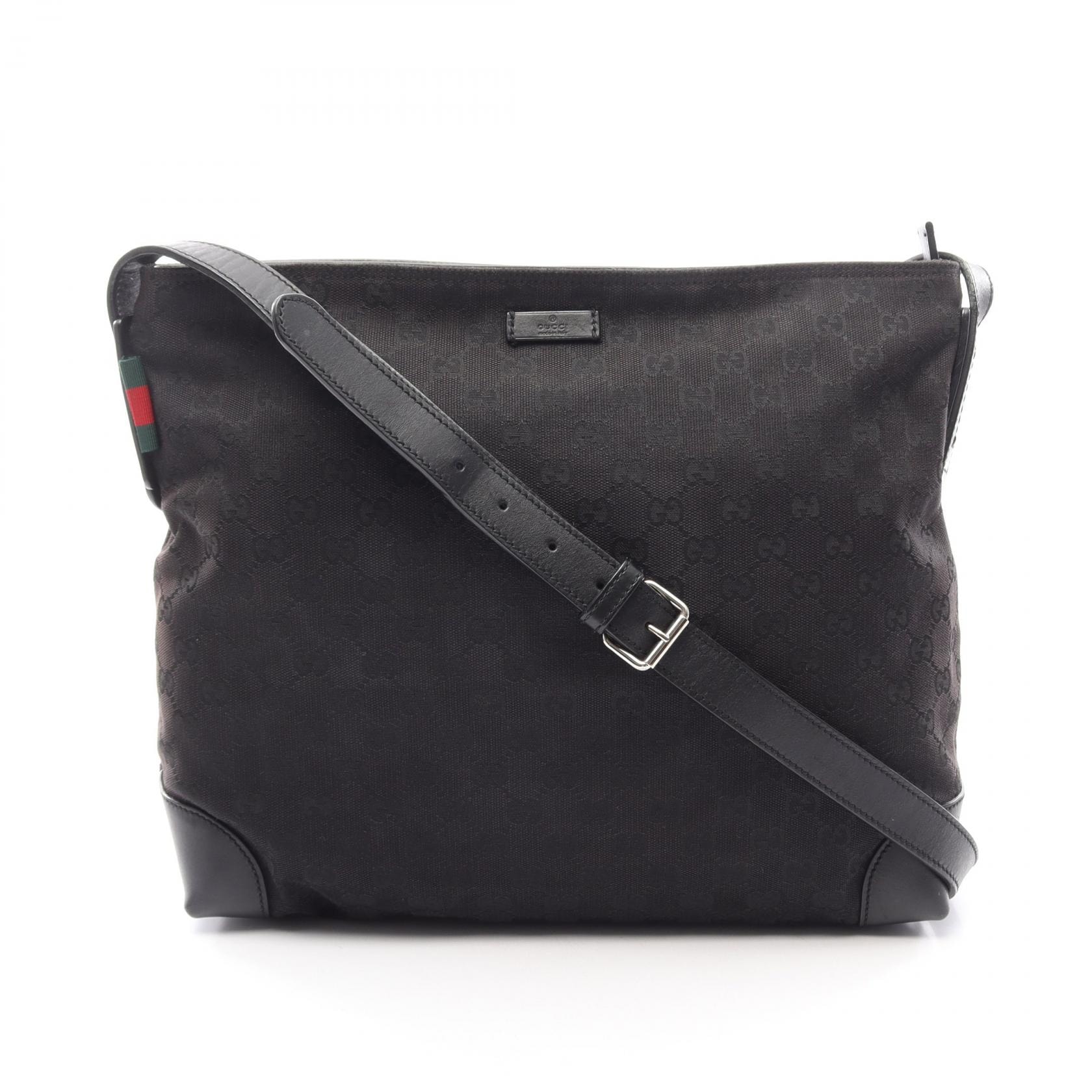 グッチ GUCCI Gキャンバス シェリーライン ショルダーバッグ バッグ キャンバス レザー レディース ブラック系 308930 【中古】