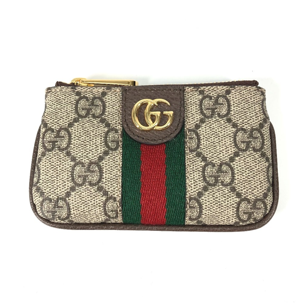 グッチ GUCCI オフィディア 671722 GGスプリーム コインケース 小銭入れ 財布 キーフック付き キーケース GGスプリームキャンバス ベージュ 美品