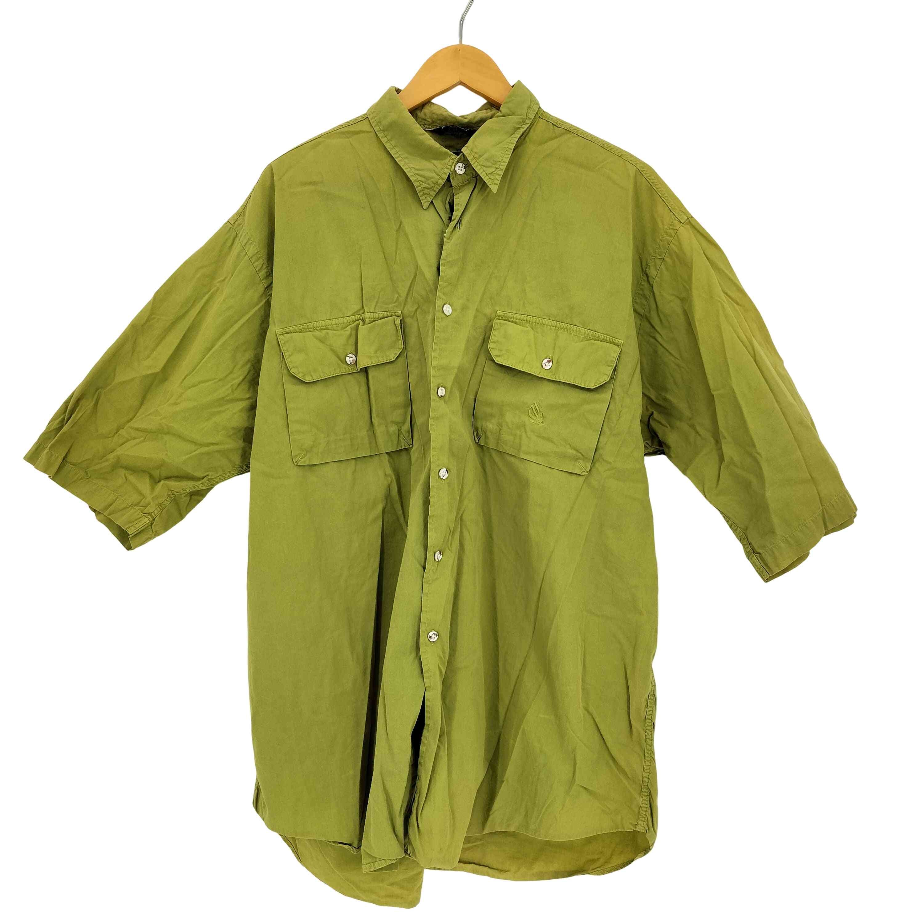 90s 香港製 ロゴ刺繍 ワークシャツ【1142067867291】