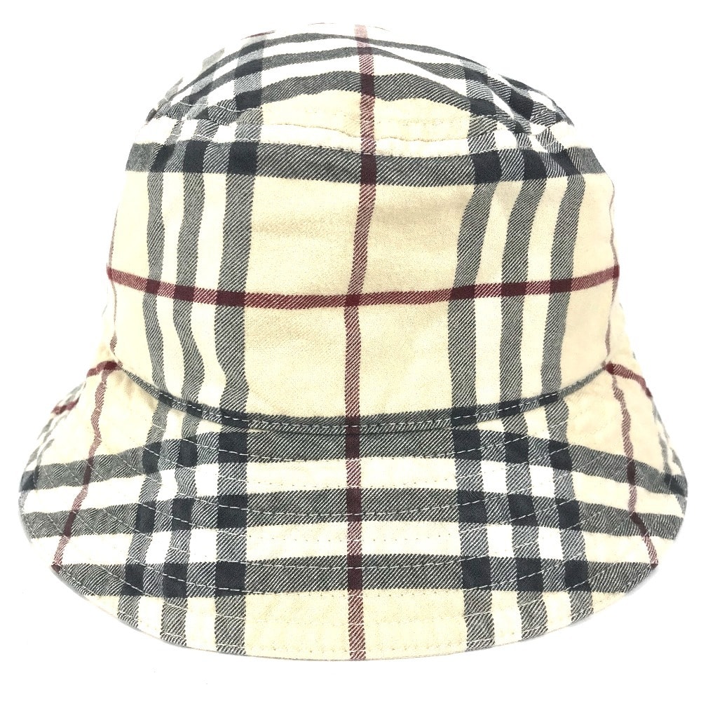 バーバリー BURBERRY チェック 8075650 ハット帽 帽子 バケットハット ボブハット ハット コットン ベージュ 美品