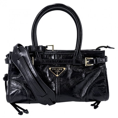 PRADA プラダ 2WAY ボニーミニ ハンドバッグ ショルダーバッグ 肩掛け 斜め掛け トライアングルロゴ トートバッグ 1BA486 レザー ブラック 黒 ゴールド金具 レディース 美品【中古品】