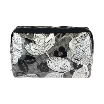 新品未使用 CHANEL シャネル カメリア ココマーク グレー ブラック シルバー金具 ナイロン ポーチ メイクポーチ 小物入れ 601873 【中古】