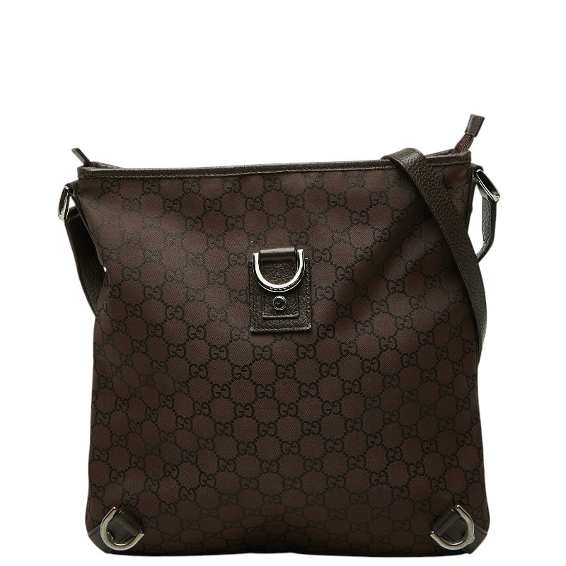 グッチ GGナイロン アビー 斜め掛け ショルダーバッグ 268642 ブラウン ナイロン レザー レディース GUCCI 【中古】