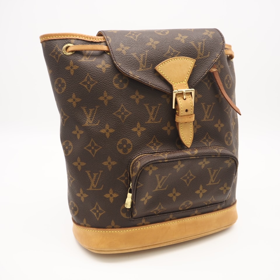 LOUIS VUITTON ルイ・ヴィトン モノグラム モンスリMM M51136 リュック・デイパック ブラウン ベージュ コーティングキャンバス レザー レディース