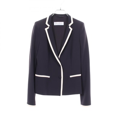 マックスマーラ MAX MARA テーラードジャケット 衣料品 アウター トリアセテート / ポリエステル レディース ネイビー系 / ホワイト系 【中古】