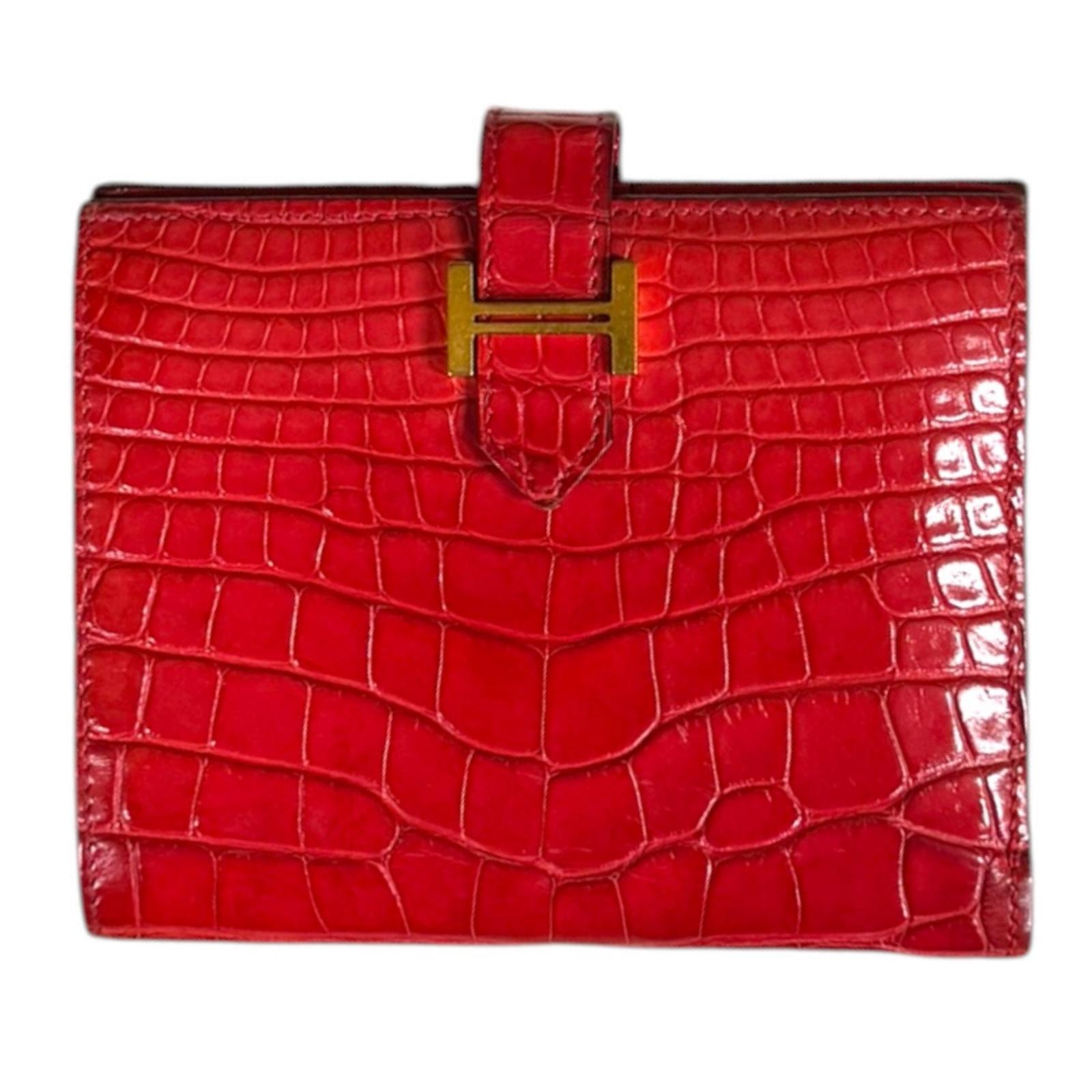 エルメス ベアンコンパクト 長財布 アリゲーター レディース HERMES  中古