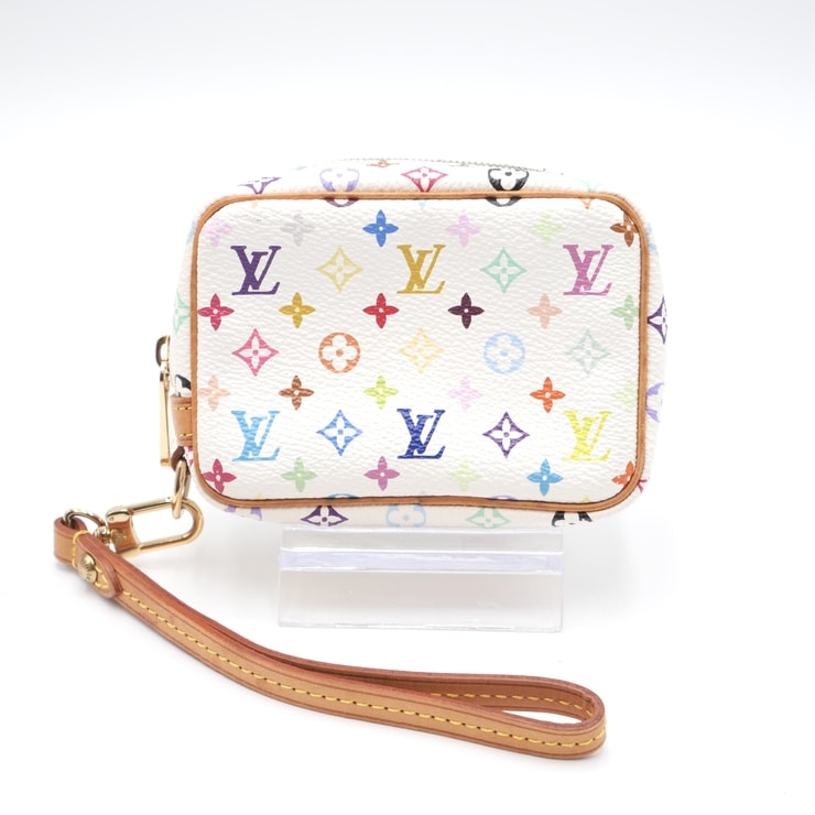 LOUIS VUITTON(ルイヴィトン)モノグラム マルチカラー トゥルース ワピティ ヴィンテージ ポーチ アクセサリーポーチ ブロン ホワイト PVC レザー ストラップ付き レディース【中古】