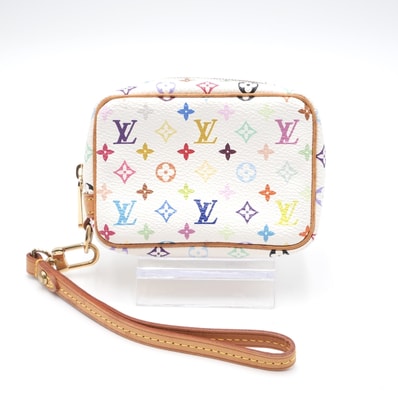 LOUIS VUITTON(ルイヴィトン)モノグラム マルチカラー トゥルース ワピティ ヴィンテージ ポーチ アクセサリーポーチ ブロン ホワイト PVC レザー ストラップ付き レディース【中古】
