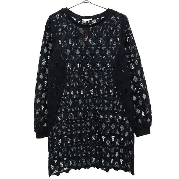 未使用 H&M エイチアンドエム レース 長袖 ワンピース 4 ネイビー