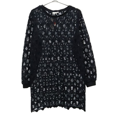 未使用 H&M エイチアンドエム レース 長袖 ワンピース 4 ネイビー