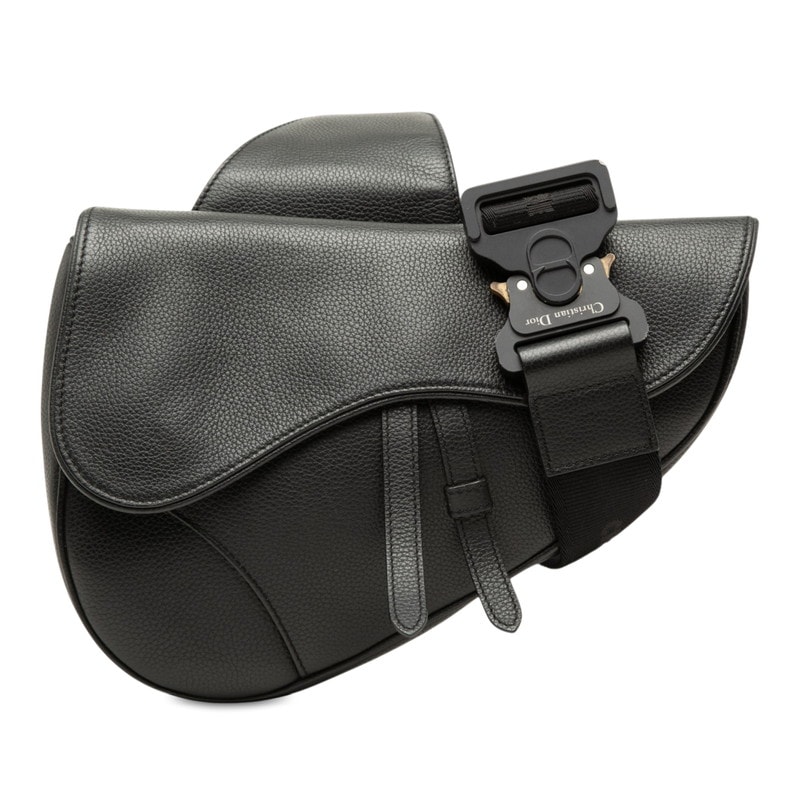 ディオール サドルバッグ 斜め掛け ショルダーバッグ 09-BO-0139 ブラック レザー レディース Dior 中古