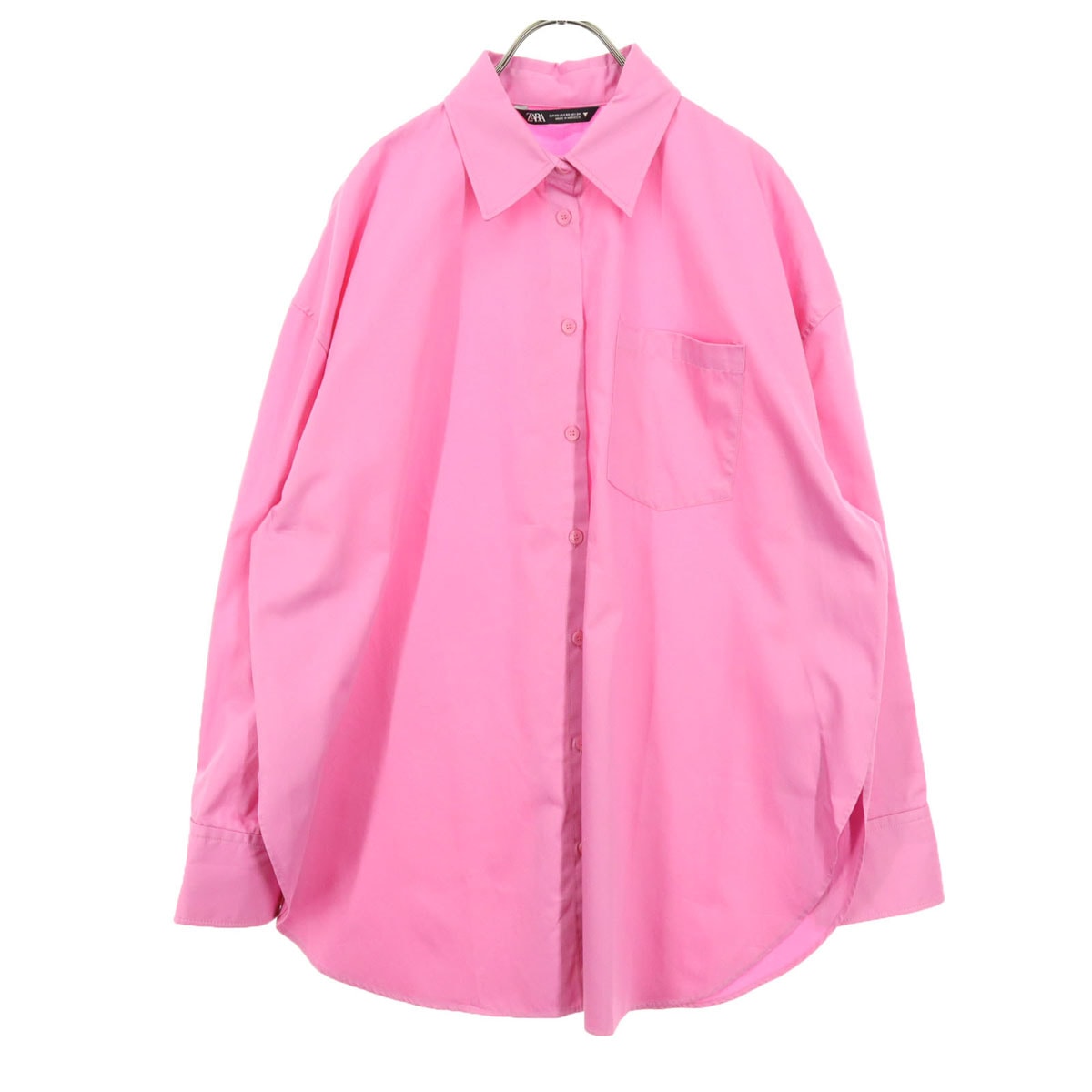 美品 ZARA ザラ 長袖 コットンシャツ XS ピンク