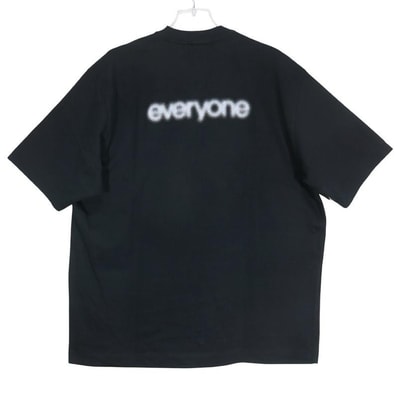 everyone エブリワン LOGO TEE SHIRT EV23-CS06 ぼかし ロゴ Tシャツ ブラック クルーネック ショートスリーブ カットソー 半袖 サイズL