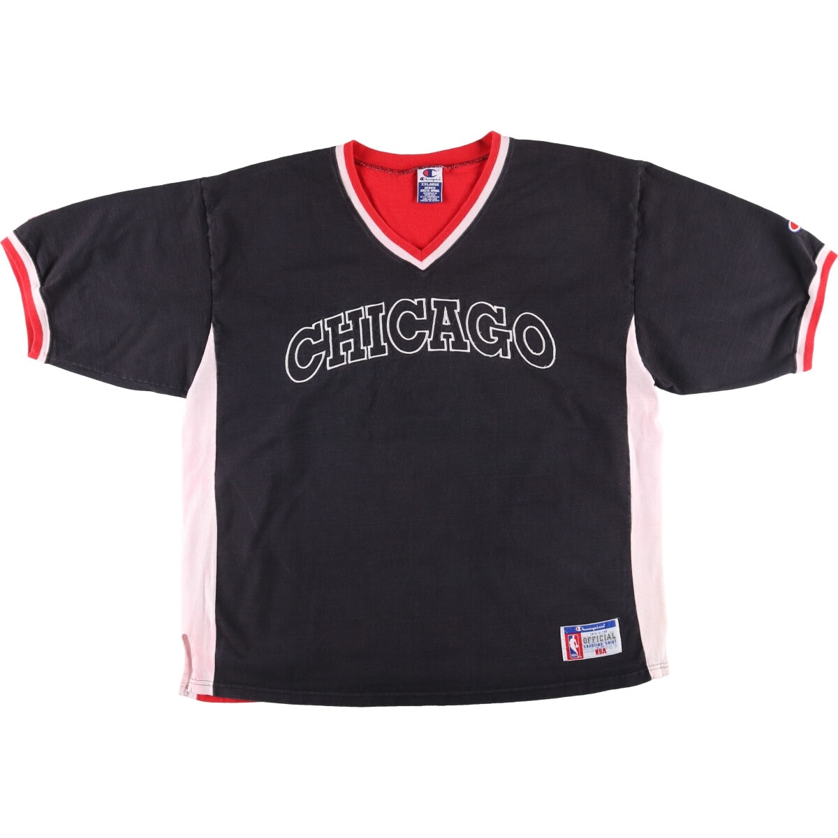 古着 90年代 チャンピオン Champion NBA CHICAGO BULLS シカゴブルズ Vネック ロゴTシャツ メンズXXL相当 ヴィンテージ/eaa555878