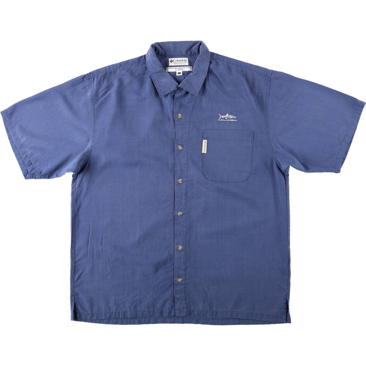 古着 コロンビア Columbia 半袖 アセテート×ポリシャツ ボックスシャツ メンズL相当/eaa674563