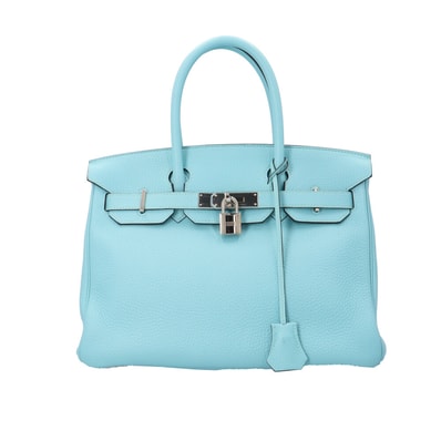 エルメス バーキン30 ハンドバッグ レザー ブルー レディース HERMES 中古