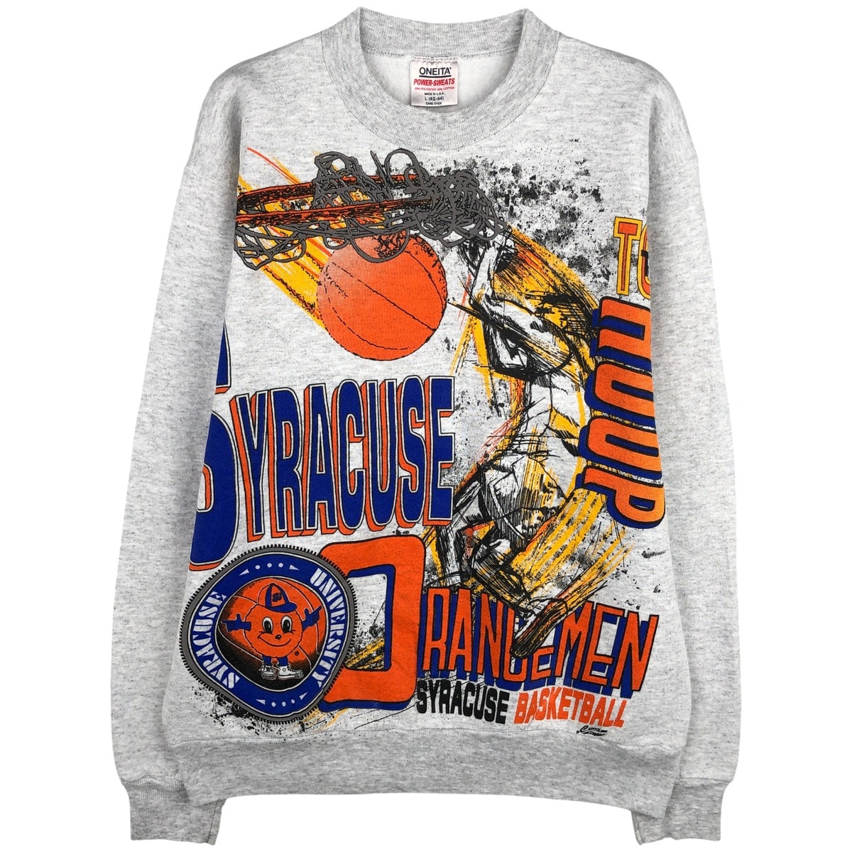 古着 90年代 オニータ ONEITA 大判プリント カレッジスウェットシャツ トレーナー USA製 メンズL相当 ヴィンテージ/eaa604469