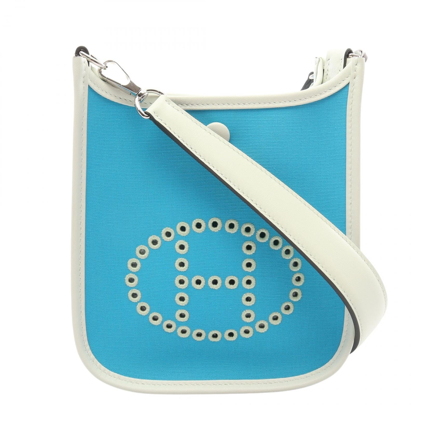 エルメス HERMES ネオ エヴリンTPM ショルダーバッグ バッグ キャンバス レザー トワルオフィシエ / ヴォースイフト トワルオフィシエ ブルーアズテック B刻印(2023年製造) レディース ブルー系 / グリーン系