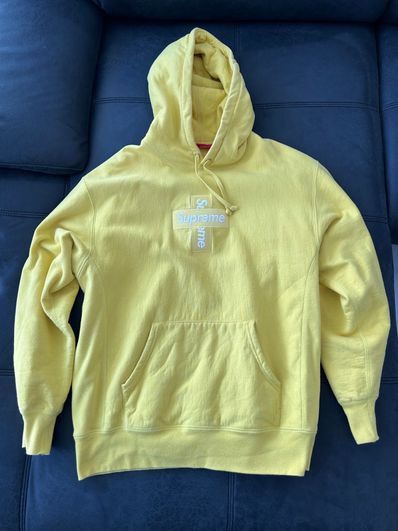 Supreme Cross Box Logo Hooded Sweatshirt "Yellow"