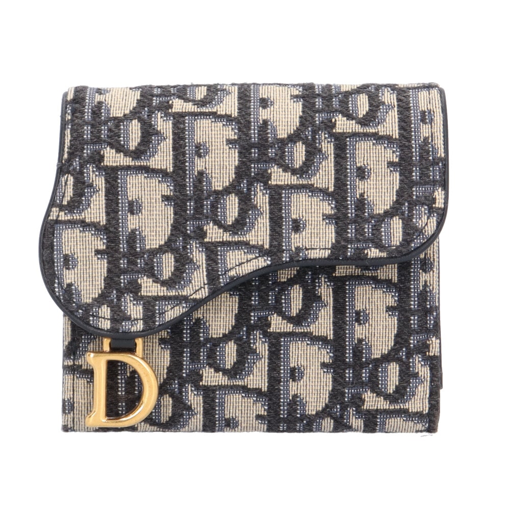 ディオール サドルロータスウォレット オブリーク 三つ折り財布 キャンバス S5652CTZQ_M928 レディース Dior  中古
