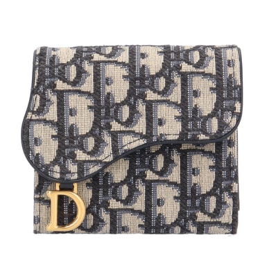 ディオール サドルロータスウォレット オブリーク 三つ折り財布 キャンバス S5652CTZQ_M928 レディース Dior 中古