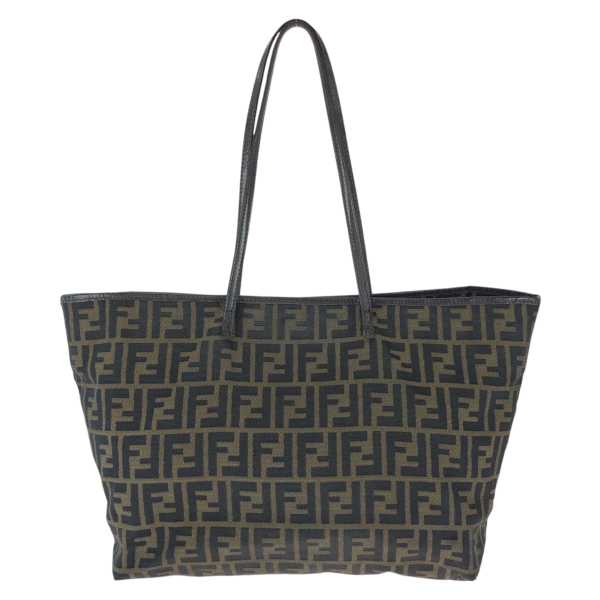 FENDI フェンディ ズッカ ブラウン ダークブラウン キャンバス レザー/ トートバッグ ショルダーバッグ 603953 【中古】