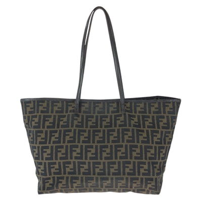 FENDI フェンディ ズッカ ブラウン ダークブラウン キャンバス レザー/ トートバッグ ショルダーバッグ 603953 【中古】