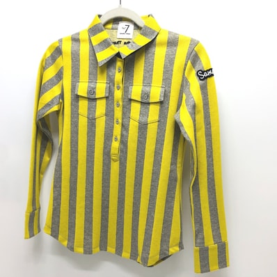 サマンサタバサ Samantha Thavasa ストライプ トップス アパレル 長袖 ゴルフウェア ロングTシャツ コットン イエロー 新品同様