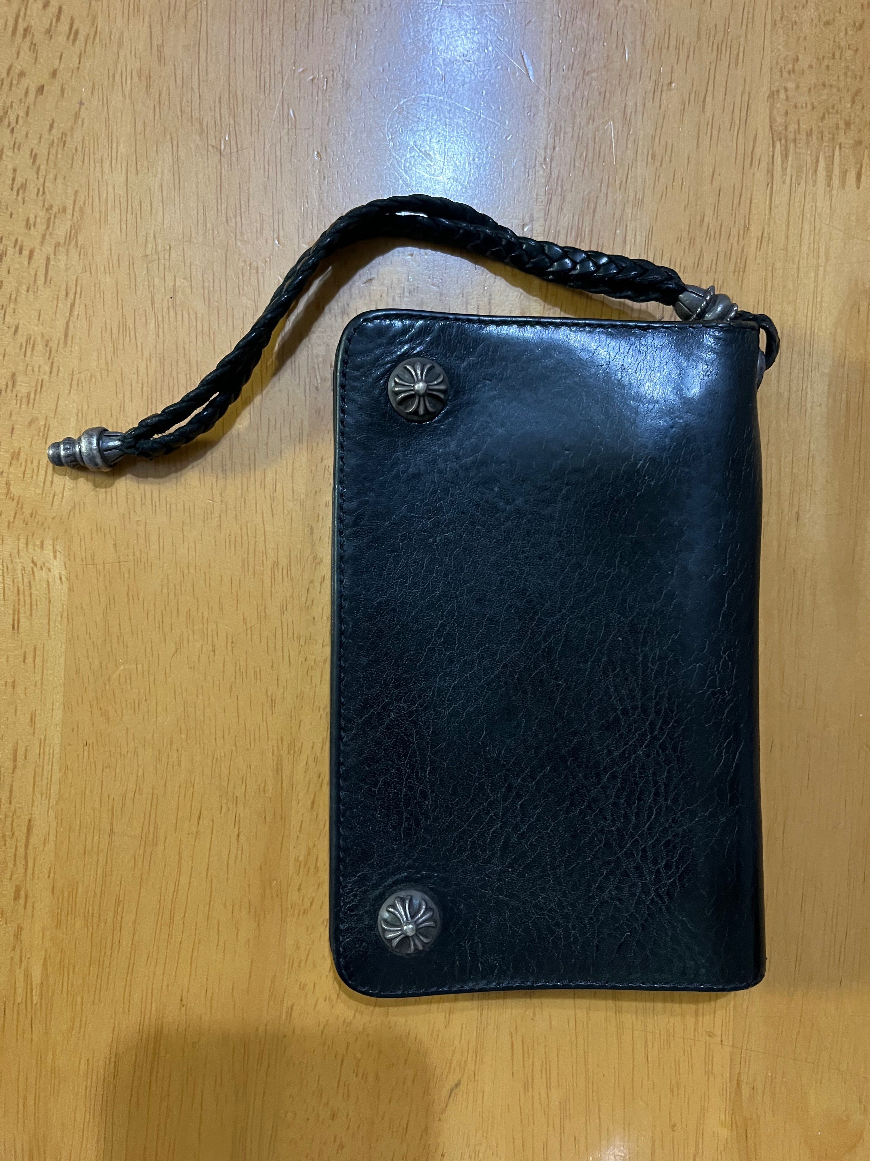 Chrome Hearts 2 Zipper Leather Wallet (with Strap) "Black"