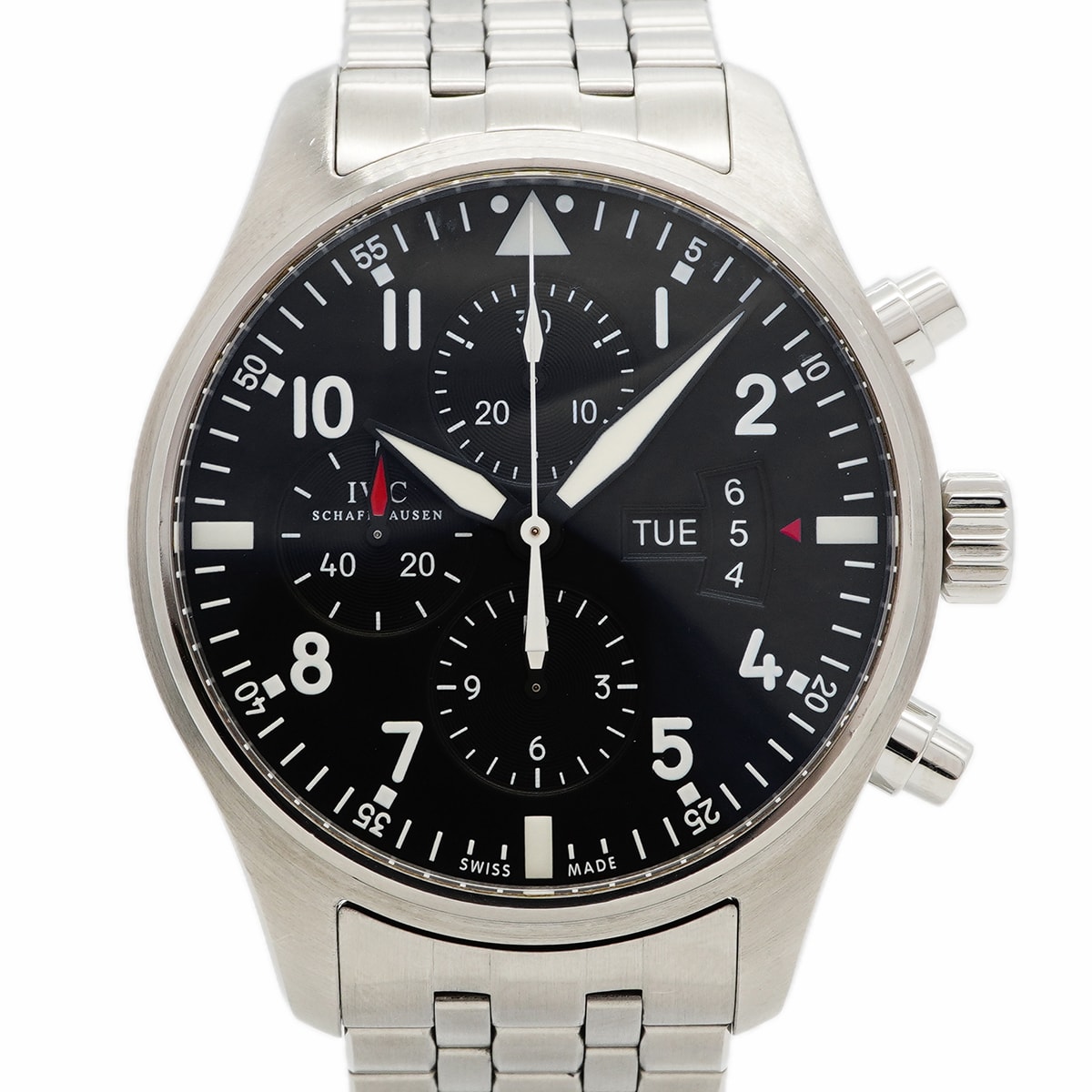 【6wda0044】IWC アイダブリューシー シャフハウゼン パイロット・ウォッチ・クロノグラフ IW377704 黒文字盤【中古】腕時計 メンズ