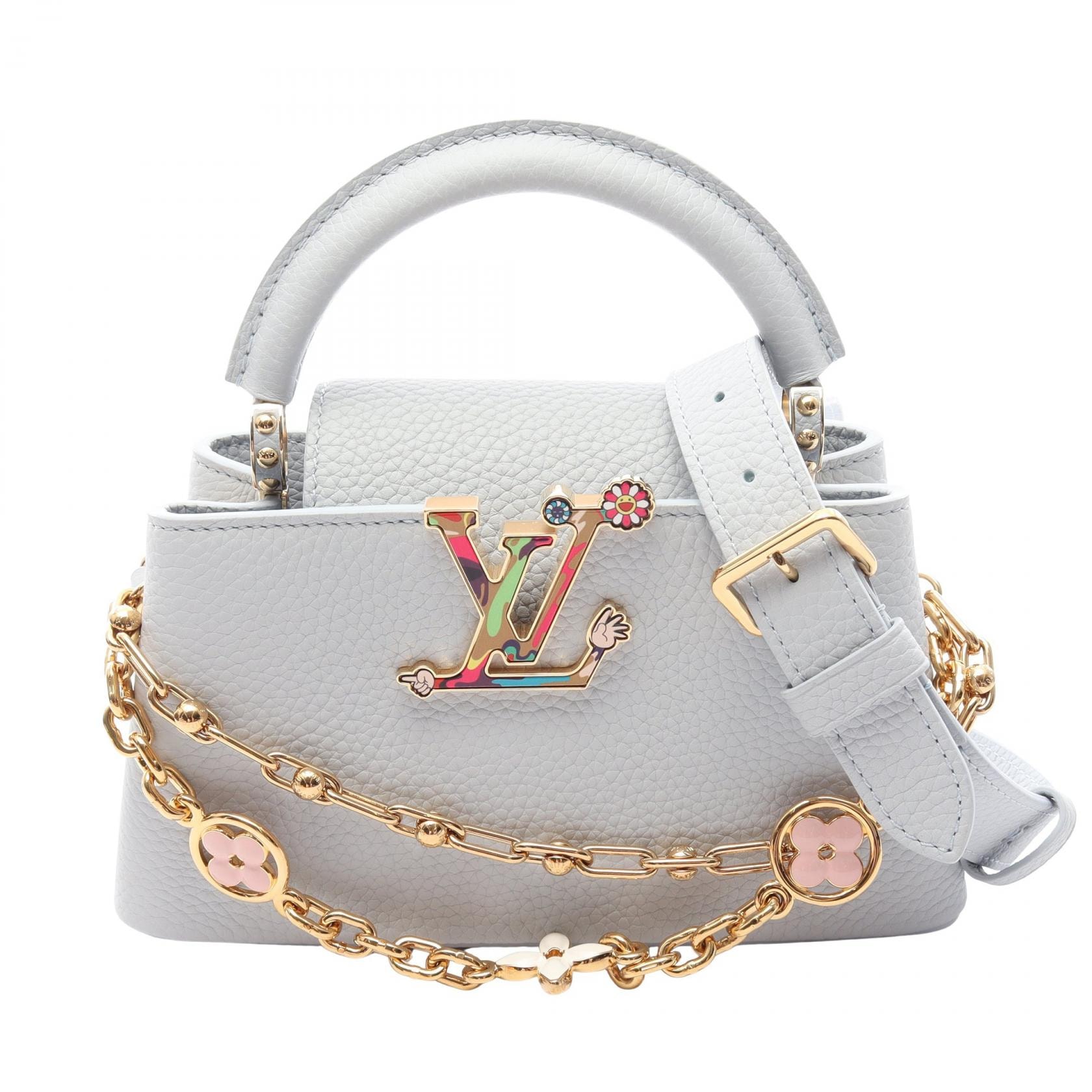 ルイ・ヴィトン LOUIS VUITTON LV × TM カプシーヌEW MINI 2WAY ハンドバッグ バッグ レザー レディース ブルー系 M13707 【中古】