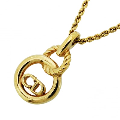 ★SALE【6jcb0955-k】クリスチャンディオール ネックレス CDロゴ GPメッキ ゴールド【中古】レディース