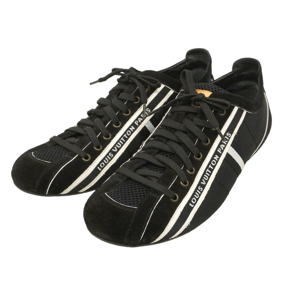 【6aph019】ルイヴィトン スニーカー 7.5 スウェード ブラック ローカット【中古】メンズ