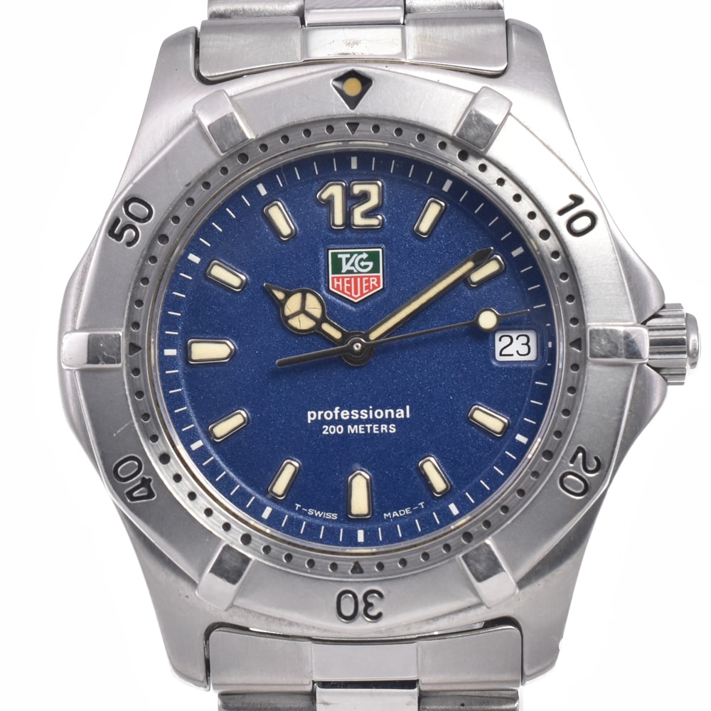 タグホイヤー TAG HEUER WK1113 プロフェッショナル 200M デイト ブルー クォーツ メンズ 良品 腕時計 R#149040