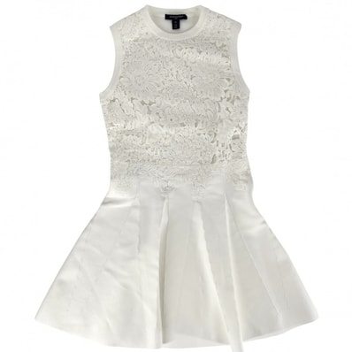 LOUIS VUITTON ルイヴィトン ワンピース ニット ノースリーブワンピース アパレル 服 レース サイドファスナー フラワー XS ホワイト 白 レーヨン ポリエステル ナイロン ポリウレタン レディース 春 夏【中古品】