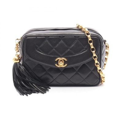 シャネル CHANEL マトラッセ ダイアナフラップ フリンジ ショルダーバッグ バッグ ラムスキン(羊革) レディース ブラック系 【中古】